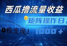 西瓜视频撸流量，简单上手，0粉变现矩阵操作，日入1000+-蜗牛学社
