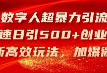 AI数字人超暴力引流法，极速日引500+创业粉，最新高效玩法，加爆微信-蜗牛学社