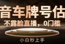 抖音车牌号估值，不露脸直播，0门槛，小白秒上手-蜗牛学社