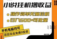 小说全自动挂机撸收益，操作简单，日入500+可批量放大-蜗牛学社