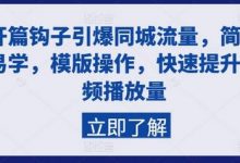 开篇钩子引爆同城流量,简单易学,模版操作,快速提升视频播放量-蜗牛学社
