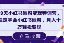19天小红书涨粉变现特训营，快速学会小红书涨粉，月入十万轻松变现-蜗牛学社