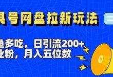 一鱼多吃，日引流200+创业粉，全平台工具号，网盘拉新新玩法月入5位数-蜗牛学社
