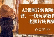 AI老照片转视频实战营,一线玩家教你AI老照片转视频-冒泡网