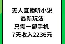 无人直播听小说最新玩法，只需一部手机，7天收入2236元-蜗牛学社