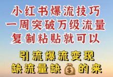 小红书爆流技巧，一周突破万级流量，复制粘贴就可以，引流爆流变现-蜗牛学社