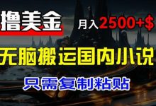 最新撸美金项目，搬运国内小说爽文，只需复制粘贴，稿费月入2500+美金，新手也能快速上手-蜗牛学社