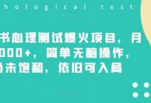 小红书心理测试爆火项目，月入7000+，简单无脑操作，尚未饱和，依旧可入局-蜗牛学社
