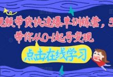 视频带货快速爆单训练营，30天带你从0-1起号变现-蜗牛学社