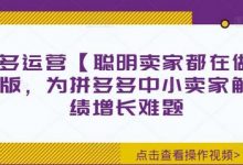 拼多多运营【聪明卖家都在做】无水印版，为拼多多中小卖家解决业绩增长难题-蜗牛学社