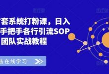 全网首套系统打粉课，日入3k+，手把手各行引流SOP团队实战教程-蜗牛学社