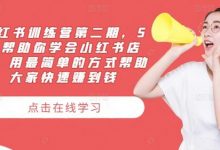 小红书训练营第二期，5天帮助你学会小红书店铺，用最简单的方式帮助大家快速赚到钱-蜗牛学社