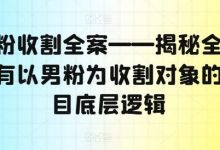 男粉收割全案——揭秘全网所有以男粉为收割对象的项目底层逻辑-蜗牛学社