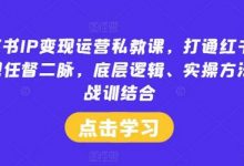 小红书IP变现运营私教课，打通红书IP变现任督二脉，底层逻辑、实操方法、战训结合-蜗牛学社