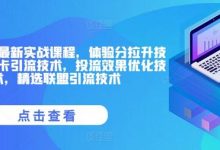抖音小店最新实战课程，体验分拉升技术，商品卡引流技术，投流效果优化技术，精选联盟引流技术-蜗牛学社