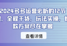 多多运营必听的12节课，全程干货，玩法实操，爆款方案尽在掌握-蜗牛学社