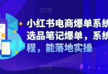 小红书电商爆单系统课，选品笔记爆单，系统课程，能落地实操-蜗牛学社