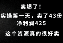 这个资源，需求很大，实操第一天卖了43份，净利润425-蜗牛学社