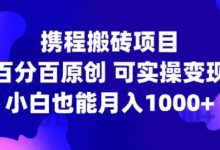 携程搬砖项目，百分百原创，可实操变现，新手小白月入1k+-蜗牛学社