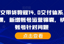 抖音图文带货教程14.0交付体系，基础与精英课，新增账号运营锦囊，快速解决账号针对问题-蜗牛学社