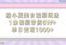 缩小版美食视频玩法，1条视频带货6W+，单日变现1k-蜗牛学社