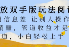 解放双手版玩法阅读，利用信息差让别人操作你来躺Z，管道收益才是王道，小白轻松上手-蜗牛学社