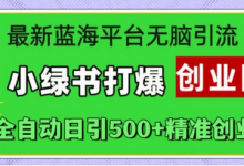 最新蓝海平台无脑引流，小绿书打爆创业圈，全自动日引500+精准创业粉-蜗牛学社