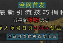 最新引流技巧揭秘,老平台爆粉玩法,单人单号日引300+创业粉,作品可直接被百度收录-蜗牛学社