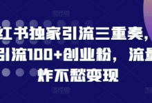 小红书独家引流三重奏，当天引流100+创业粉，流量爆炸不愁变现-蜗牛学社
