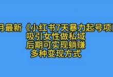 K总部落11月最新小红书7天暴力起号项目，吸引女性做私域-蜗牛学社