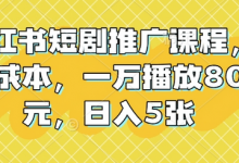 小红书短剧推广课程，0成本，一万播放80元，日入5张-蜗牛学社