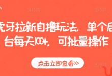 虎牙拉新自撸玩法，单个后台每天100+，可批量操作-蜗牛学社