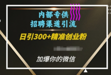 内部招聘渠道日引流300+创业粉，加爆你的微信-蜗牛学社