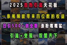 2025自热引流天花板，一条视频能带来四位数的收益，引流+变现双管齐下，日引500+创业粉，涨粉嘎嘎猛-蜗牛学社