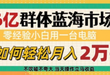6亿群体蓝海市场,零经验小白用一台电脑,如何轻松月入过w-蜗牛学社