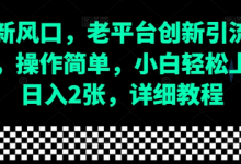 流量新风口，老平台创新引流隐藏玩法，操作简单，小白轻松上手，日入2张，详细教程-蜗牛学社