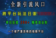 全新引流风口，跨平台玩法日入上k，单日狂揽200+精准创业粉，一个被严重忽略的视频平台-蜗牛学社