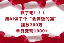 疯了吧！用AI做了个“会做饭的猫”，播放200万，单日变现1k-蜗牛学社