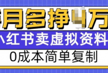 小红书虚拟资料项目，0成本简单复制，每个月多挣1W-蜗牛学社
