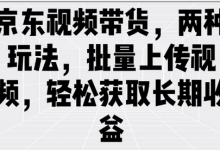 京东视频带货，两种玩法，批量上传视频，轻松获取长期收益-蜗牛学社