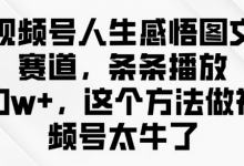 视频号人生感悟图文赛道，条条播放10w+，这个方法做视频号太牛了-蜗牛学社
