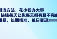 最新引流方法，花小钱办大事，只需1块钱每天让你每天都有聊不完的精准客户 简单粗暴，长期精准-蜗牛学社