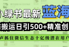 小绿书无脑搬运引流,全自动日引500精准创业粉,微信生态内又一个闷声发财的机会-蜗牛学社