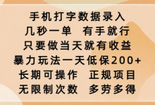 手机打字数据录入，几秒一单，有手就行，只要做当天就有收益，暴力玩法一天低保2张-蜗牛学社