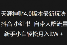 天涯神贴4.0版本最新玩法，抖音·小红书自带人群流量，新手小白轻松月入过W-蜗牛学社