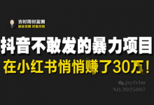 抖音不敢发的暴利项目，在小红书悄悄挣了30W-蜗牛学社