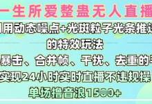 一生所爱无人整蛊升级版9.0，利用动态噪点+光斑粒子光条推进的特效玩法，实现24小时实时直播不违规操，单场日入1.5k-蜗牛学社