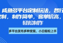 小红书咸鱼多平台定制玩法，各行各业的职业头像定制，制作简单，客单价高，小白也能轻松制作-蜗牛学社