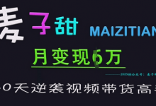 麦子甜30天逆袭视频带货高手，单月变现6W加特训营-蜗牛学社