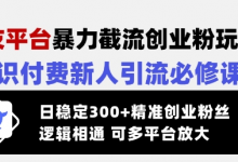 交友平台暴力截流创业粉玩法，知识付费新人引流必修课，日稳定300+精准创业粉丝，逻辑相通可多平台放大-蜗牛学社